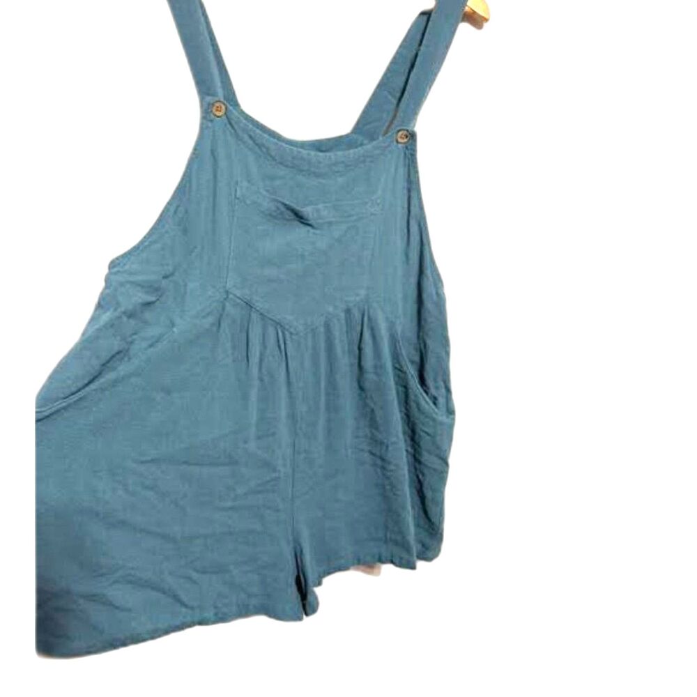 Teal Relaxed Wide-Leg Jumpsuit / Romper Shortalls –XL Coastal IndieBoho Festival - Picture 2 of 9